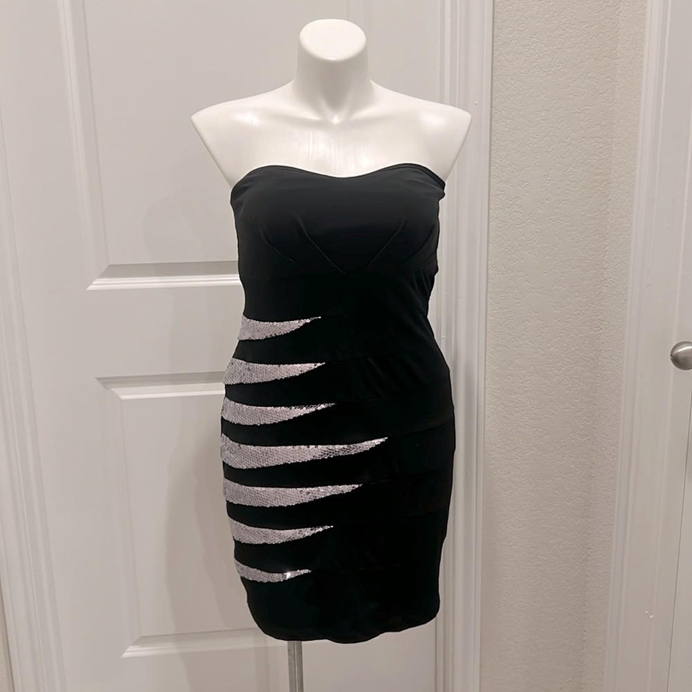 Black Bodycon Dress with Silver Sequins